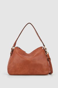 Kyra Woven Handle Leather Hobo Bag