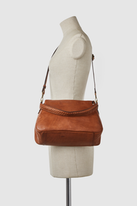 Kyra Woven Handle Leather Hobo Bag