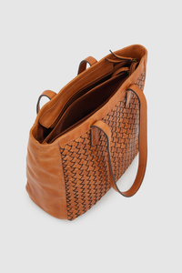 Palma Weave Leather Tote Bag