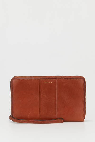 Dkny Brown Leather Ava Zip Crossbody Bag