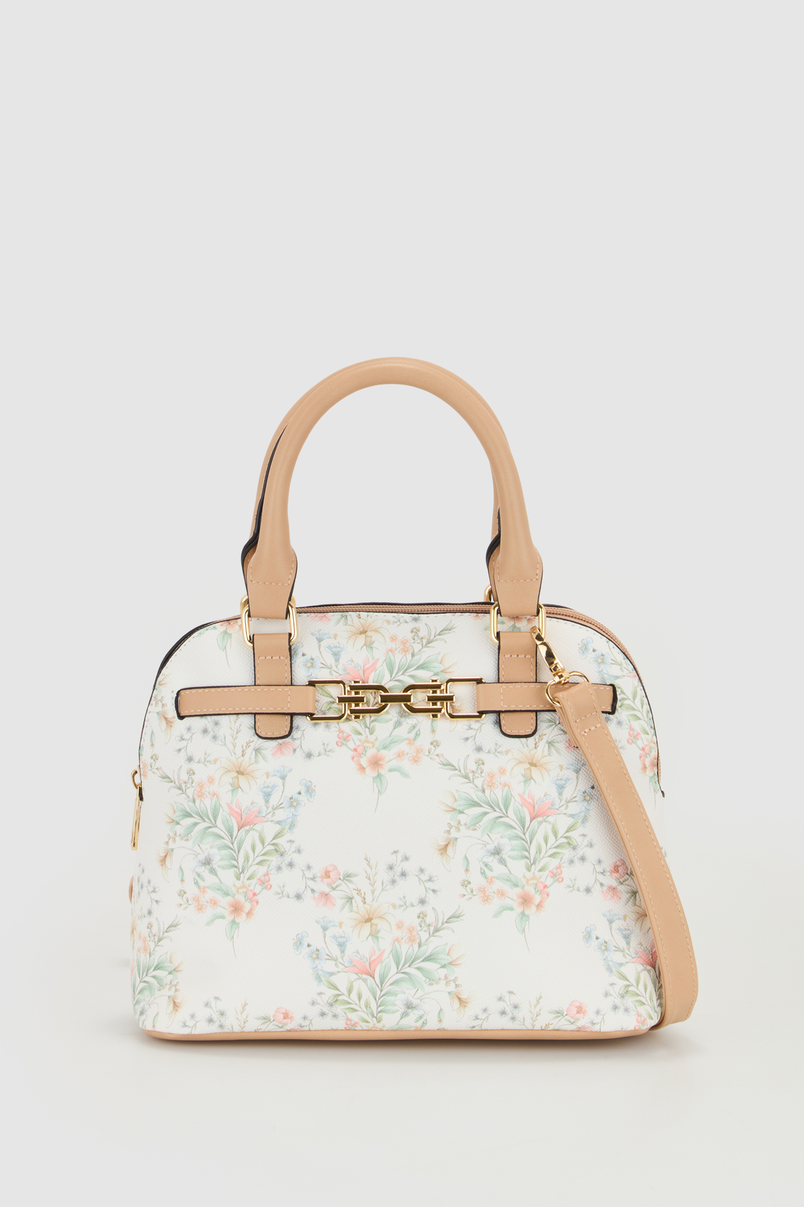 White handbag with discount flowers